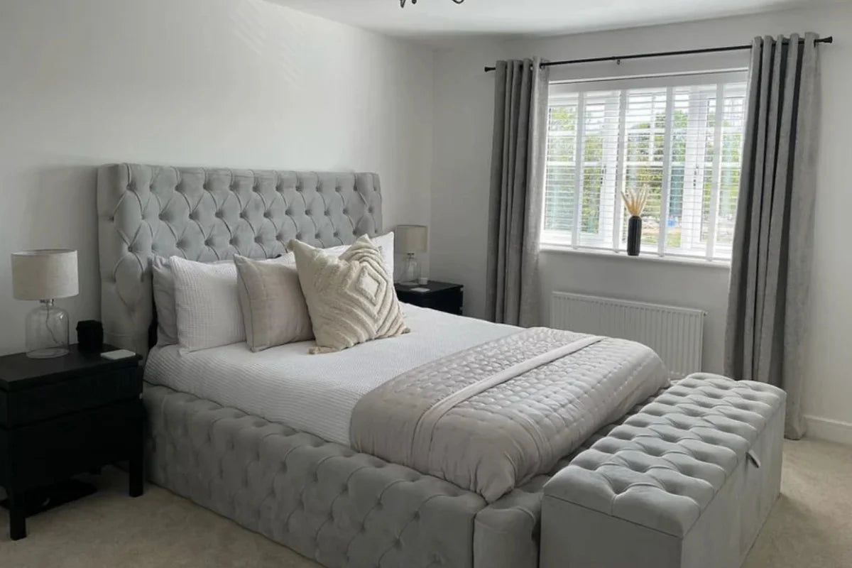 Lancaster Bedframe Full Setup Front Side Corner View