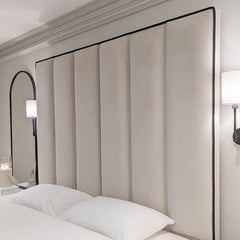 Hamilton Tufted Bed Cream Headboard with black piping color