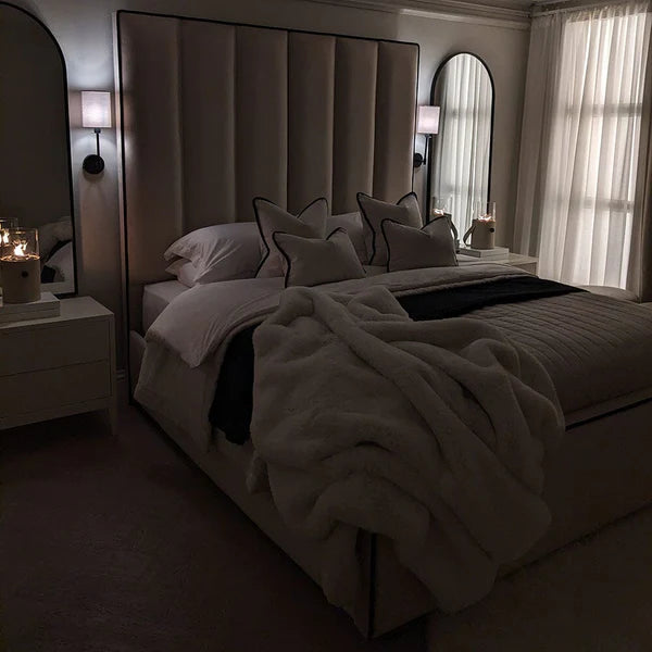 Hamilton Tufted Bed in dim light