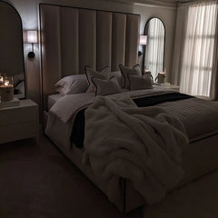 Hamilton Tufted Bed in dim light