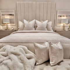 Serena Vanilla Panel Bed Full Setup Front View