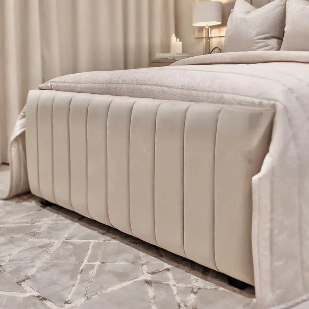 Serena Vanilla Panel Bed Footboard Side View